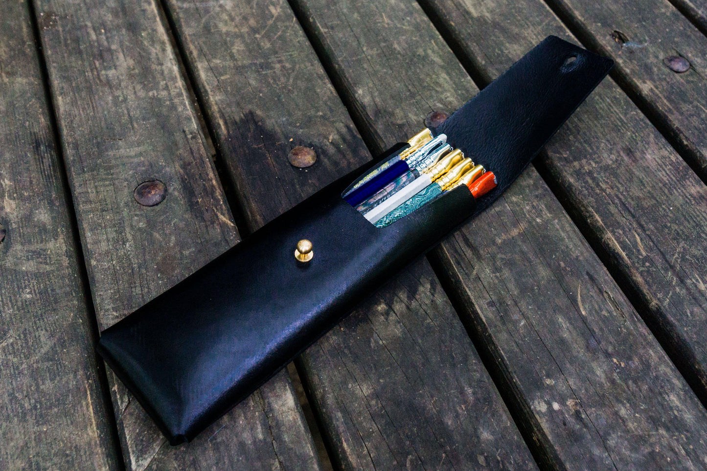 The Charcoal Leather Pencil Case for Blackwing Pencils - Black