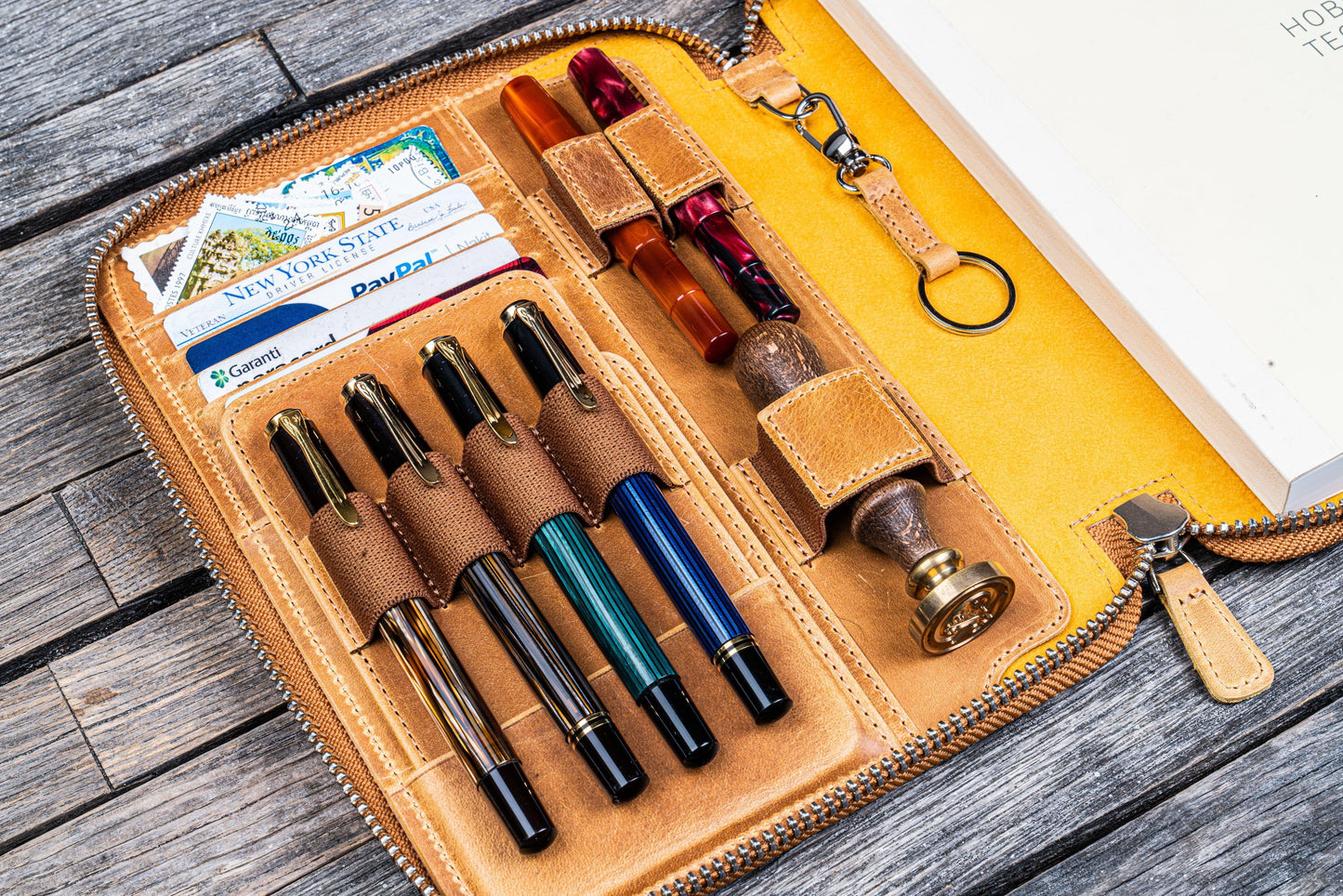 Leather Zippered A5 Leuchtturm1917 Notebook Folio - Crazy Horse Honey Ochre