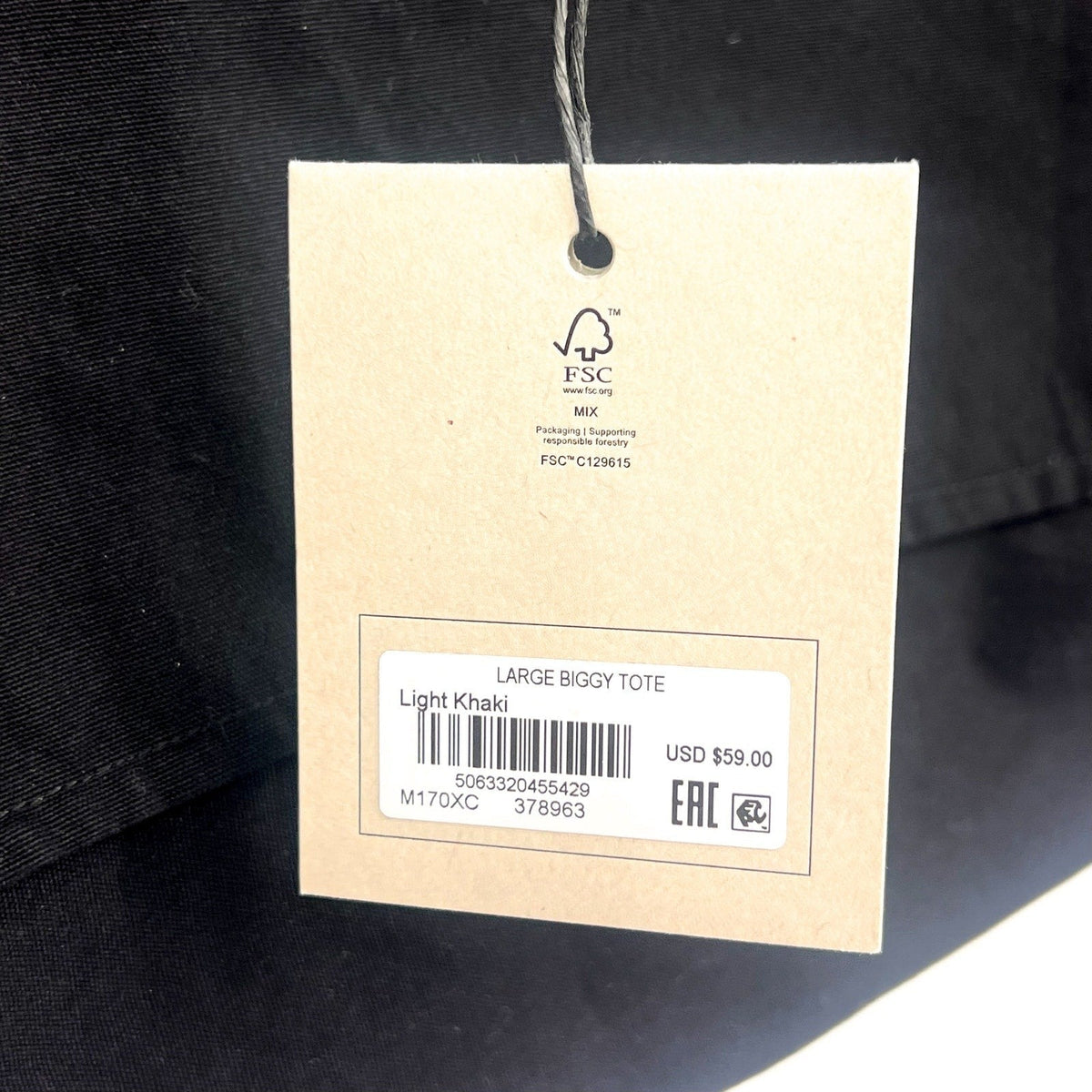 ALLSAINTS Unisex Large Biggy Tote One Size Black Logo 100% Cotton NWT