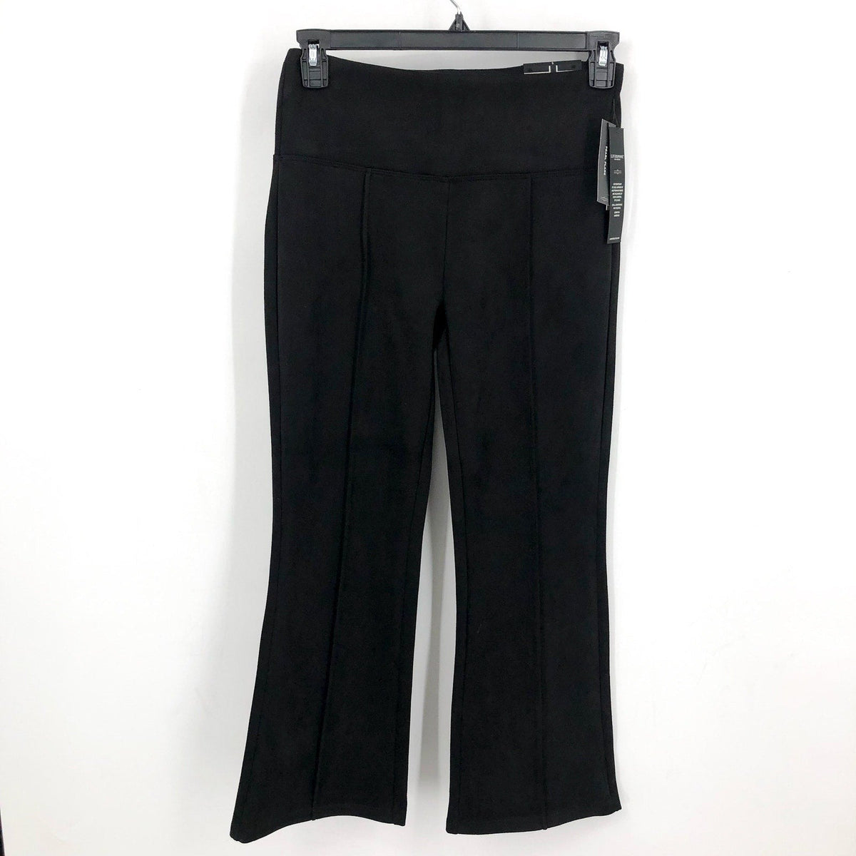 LIVERPOOL Women's Pearl Pull-On Faux Suede Flare Pants Small Black Stretch NWT