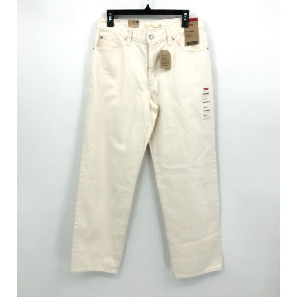 LEVI'S Womens 94 Baggy Jeans 29x31 US 8 Cream Straight Mid Rise NWT A35100025