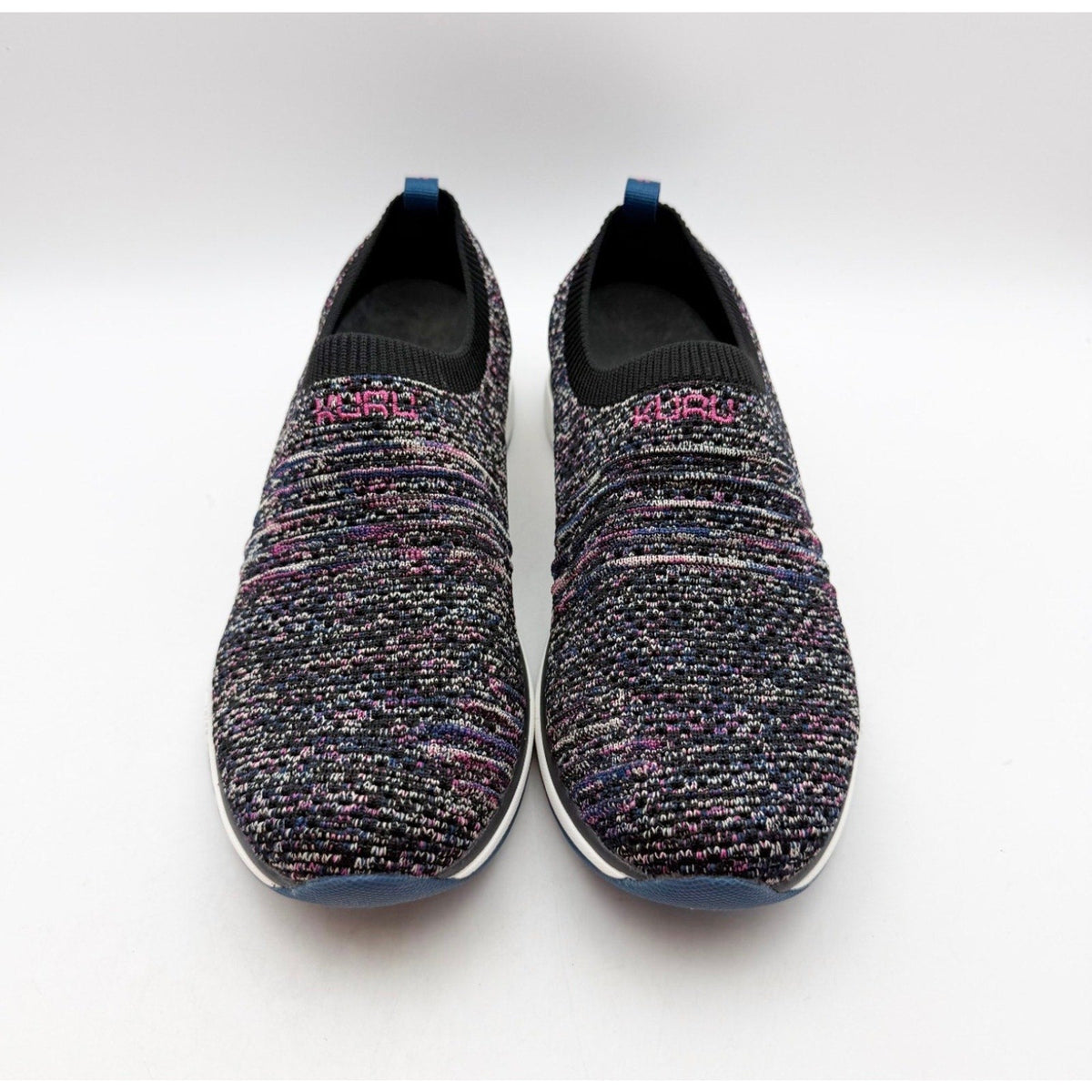 Kuru Womens Stride Casual Sneakers Size 8 Jet Black Confetti Knit Slip On NWOB