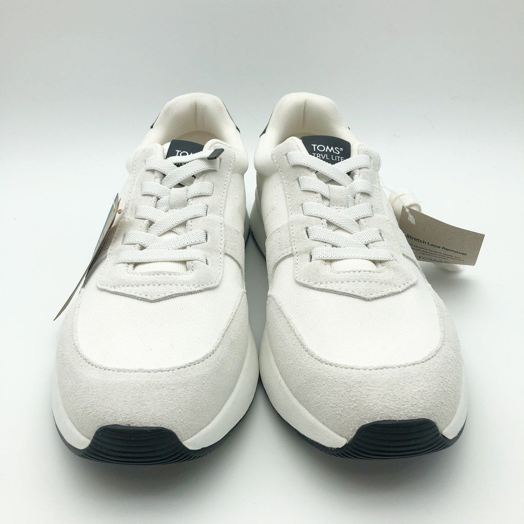 Toms Mens TRVL LITE Retro Runner Sneakers Size 12 White Suede Twill Casual NIB
