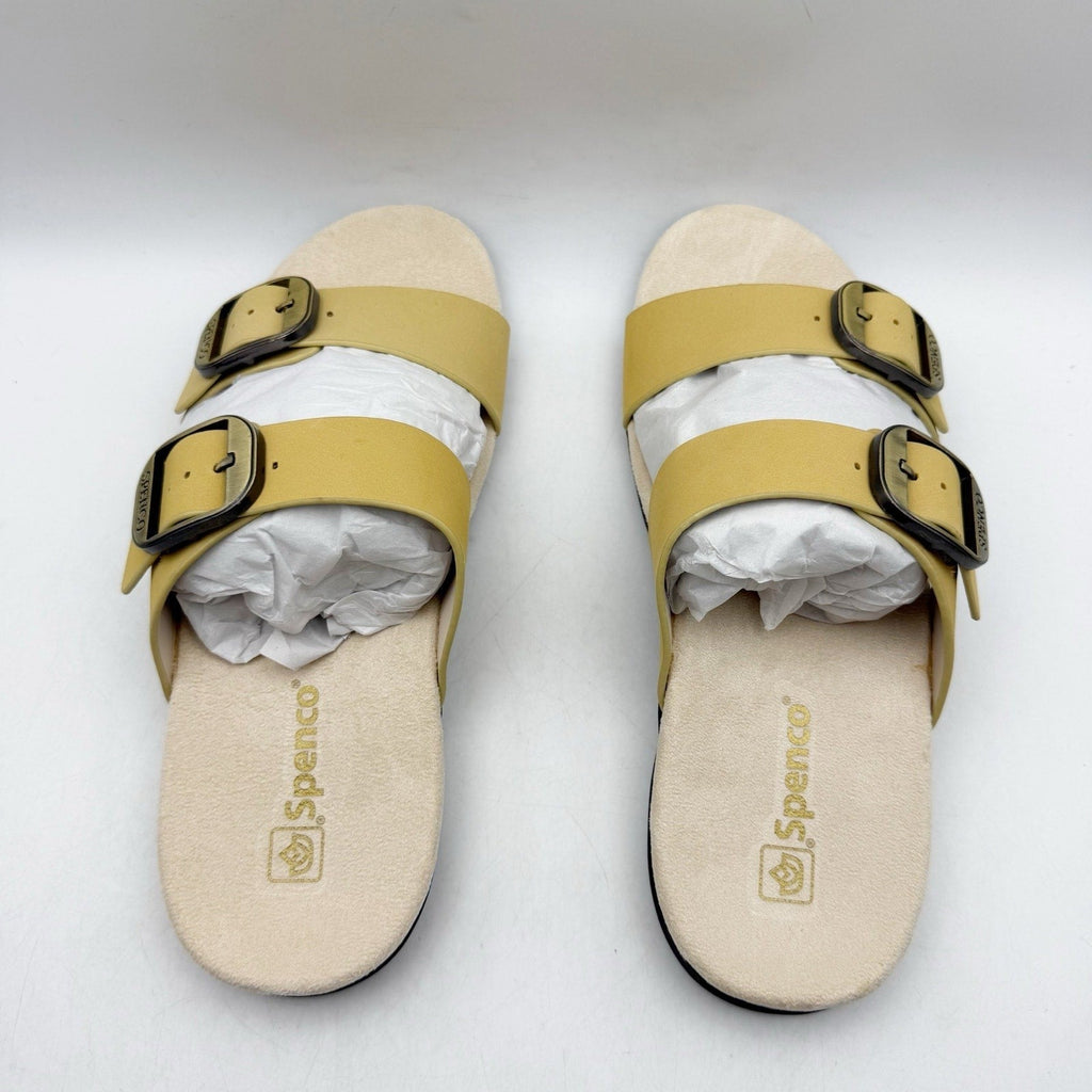 Spenco Womens Vista Slip On Sandals Size 7.5 WIDE Yellow Leather Comfort NIB