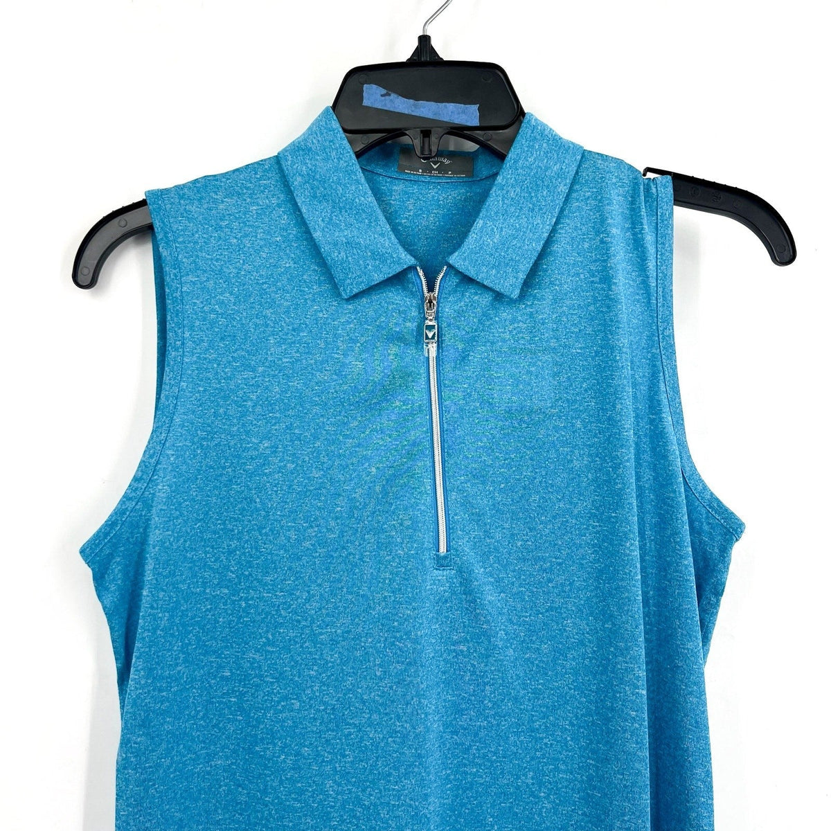 CALLAWAY Womens Polo Shirt Small Vivid Blue Heather 1/4 Zip Sleeveless NWT