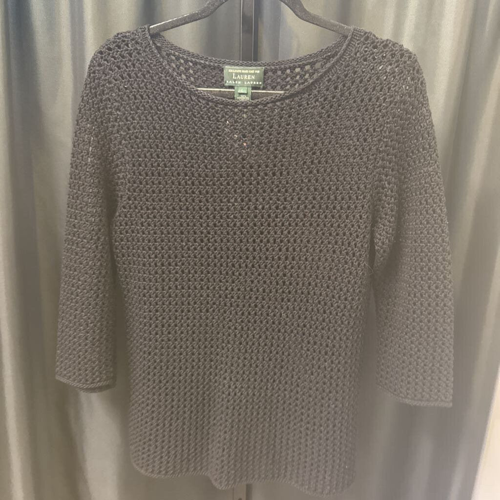 Lauren RL Hand Knit 3/4 Slv Cotton SWEATERS L