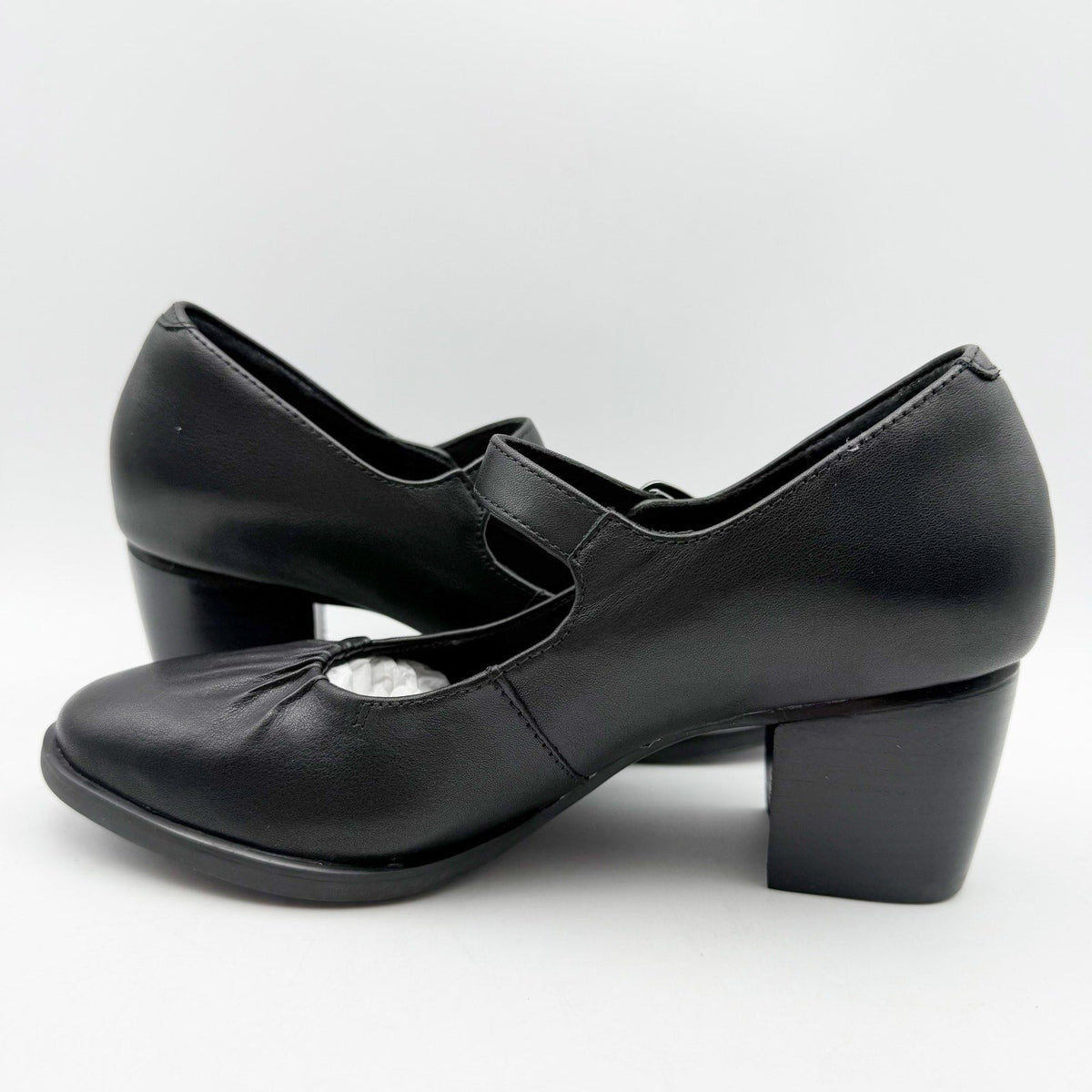 Aetrex Womens Sara Mary Jane Pumps EU 36 US 6-6.5 Black Leather Heels NIB