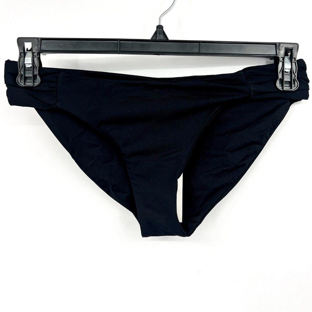 BECCA Women's Muse Side Ruched Bikini Bottoms Small Black Hipster NWT