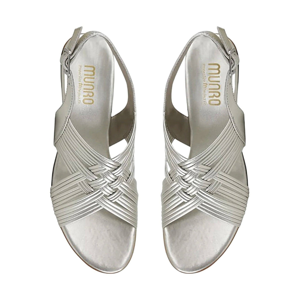 Munro Womens Marianna Heeled Sandals Size 12 M Silver Leather NWOB