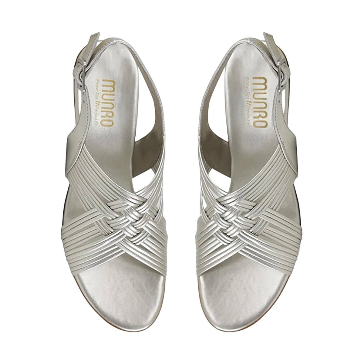 Munro Womens Marianna Heeled Sandals Size 12 M Silver Leather NWOB