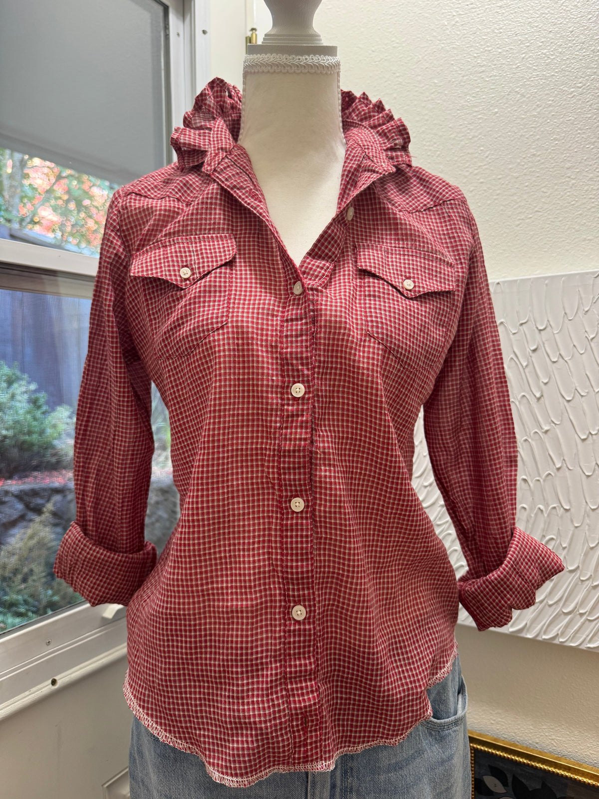 Mini Brandy Drop - Brand New Brandy Melville - Red Plaid Long Sleeves - XS