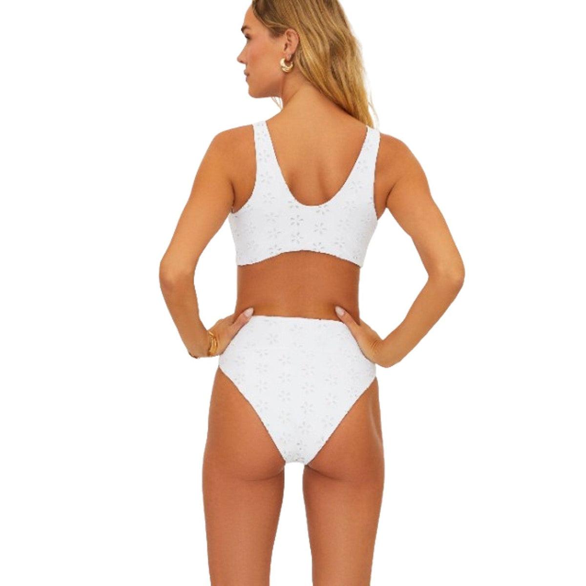 BEACH RIOT Women's Hazel Eyelet Bikini Bottom Large White Magnolia NWT