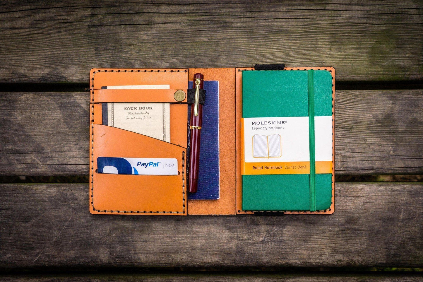Leather Pocket Moleskine Journal Cover - Orange