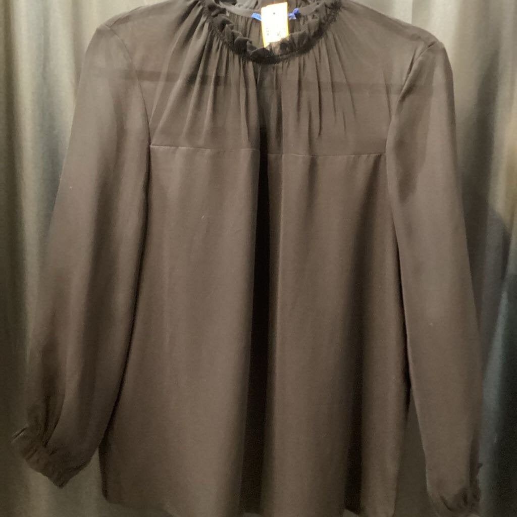 J McLaughlin Sheer/Ruffled Collar TOPS M