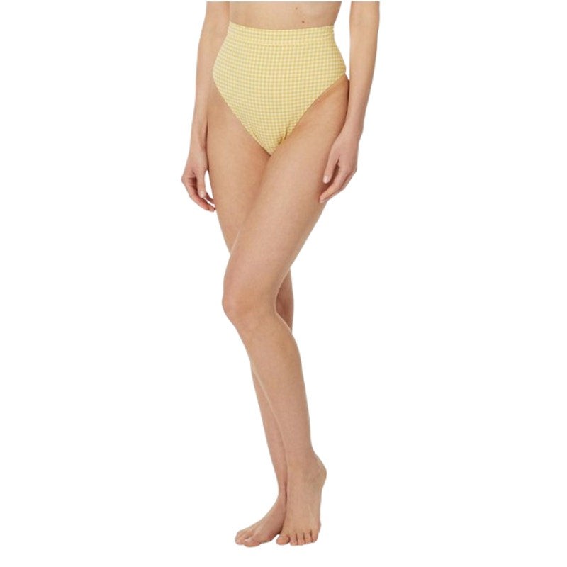 MADEWELL Prawn High-rise Bikini Bottom XL Yellow Chamomile Tea Seersucker NWT