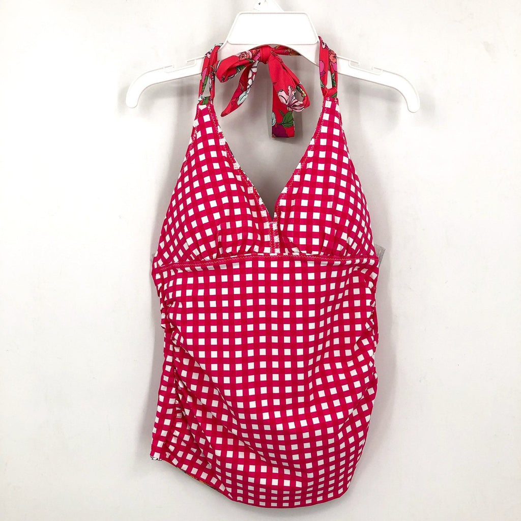 TOMMY BAHAMA Summer Floral Reversible Tankini Top Small Pink Gingham NWT