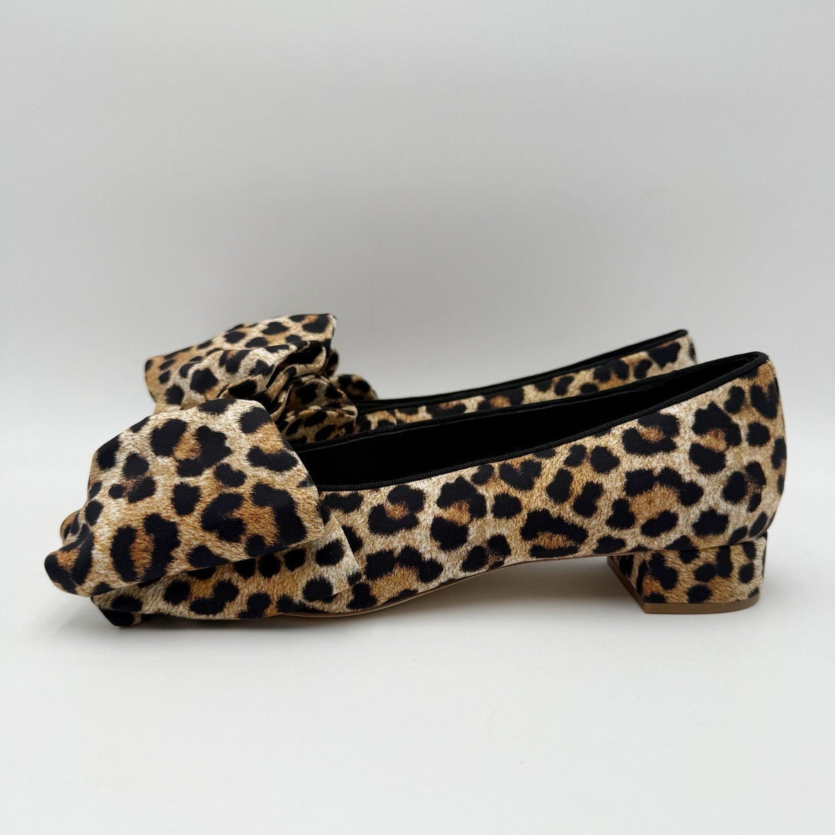 Loeffler Randall Womens Noa Heels Size 9.5 B Black Brown Leopard Bow NIB