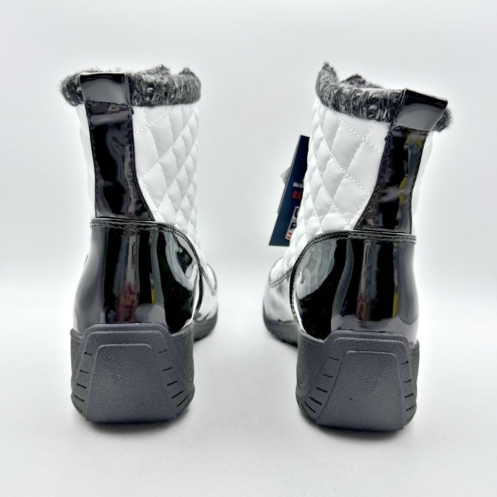 Khombu Womens Megan Snow Boots Size 8.5 Wide White Black Waterproof NIB