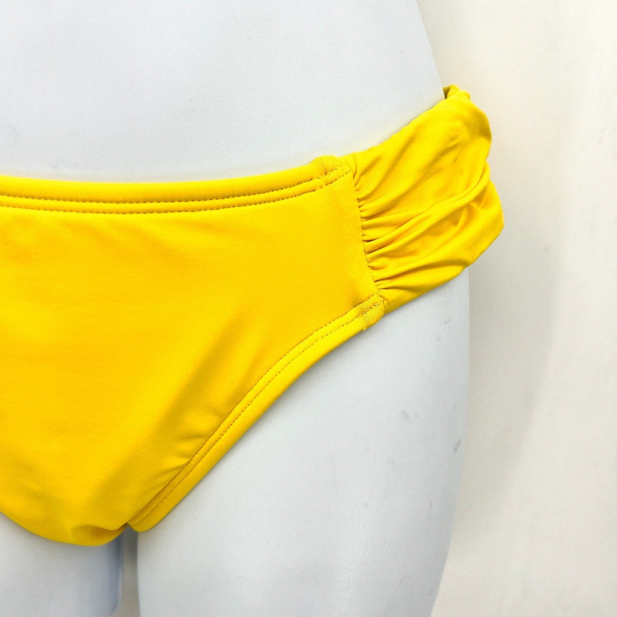 LAUREN RALPH LAUREN Shirred Hipster Bikini Bottom Size 4 Yellow Beach Club NWT