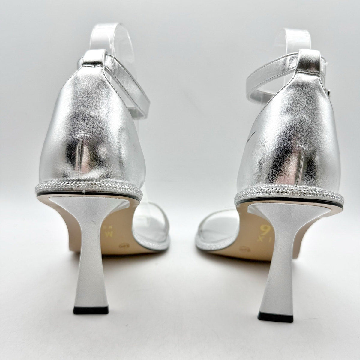 Mix No. 6 Womens Boniti Heeled Sandals Size 8.5 Wide EU 38.5 Silver NWOB