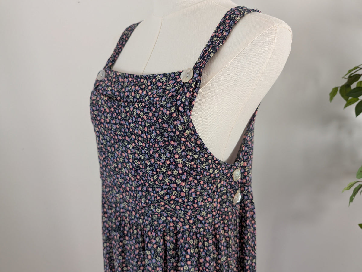 Vintage Floral Apron Dress - 6/S