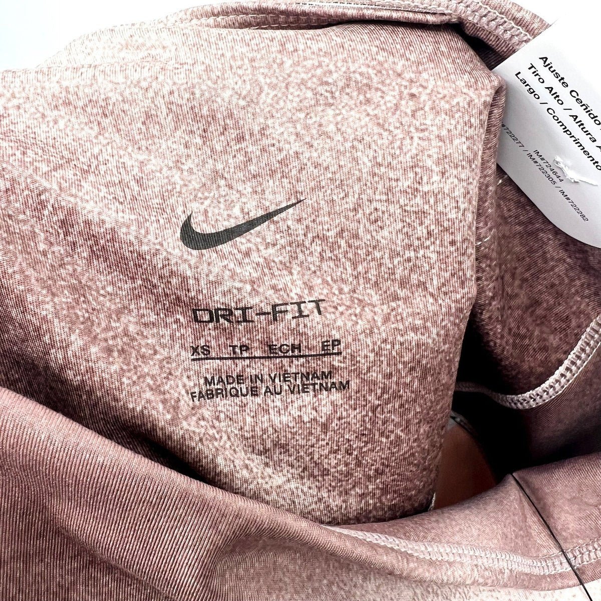 NIKE Womens One Dri Fit High Rise Leggings XS Pink Print Smokey Mauve NWT