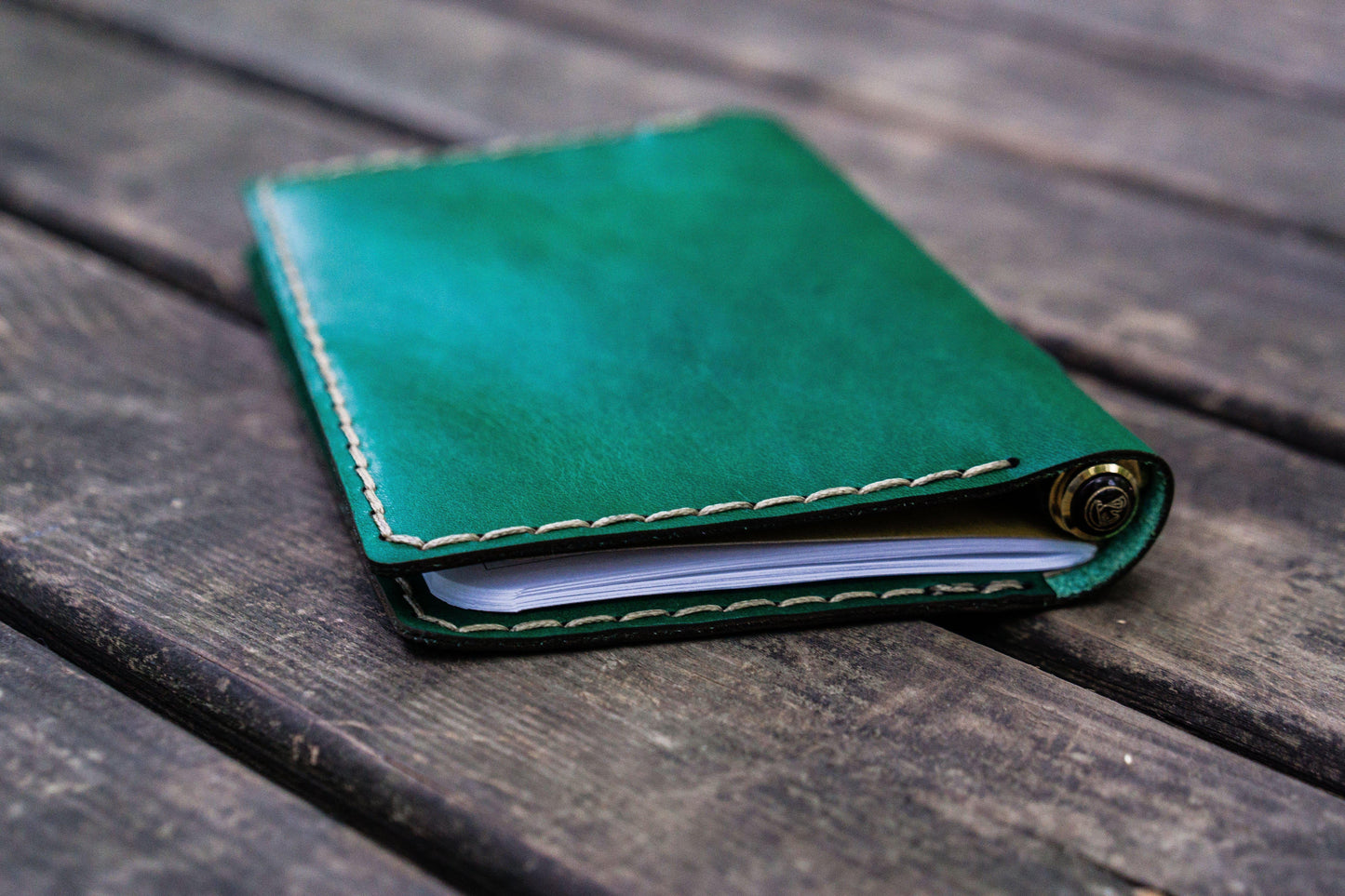 No.33 Personalized Leather Field Notes Cover - Green