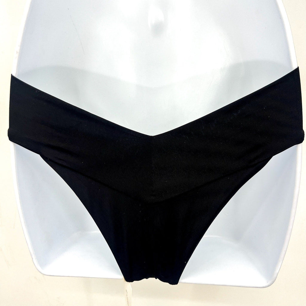 L*SPACE Women's Quinn Classic Bikini Bottom XS Black V Front NWT