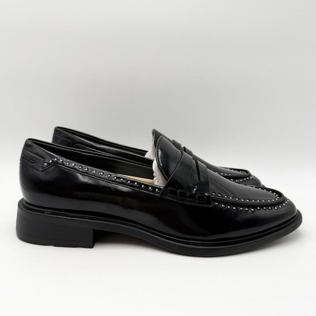 Franco Sarto Womens Eden Studded Loafers Size 8.5 M EU 39 Black Slip On NWOBl