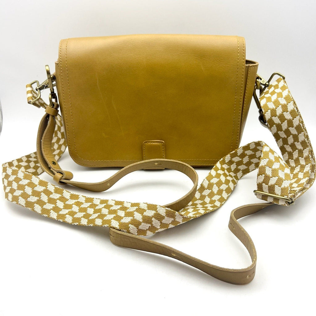 MADEWELL Women’s Transport Flap Shoulder Bag Gold Checkerboard Strap NJ034 NWT