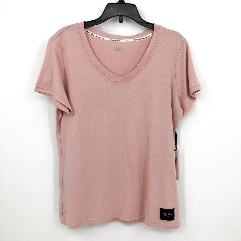 CALVIN KLEIN Women's V-Neck Tee Small Secret Pink Short Sleeve NWT