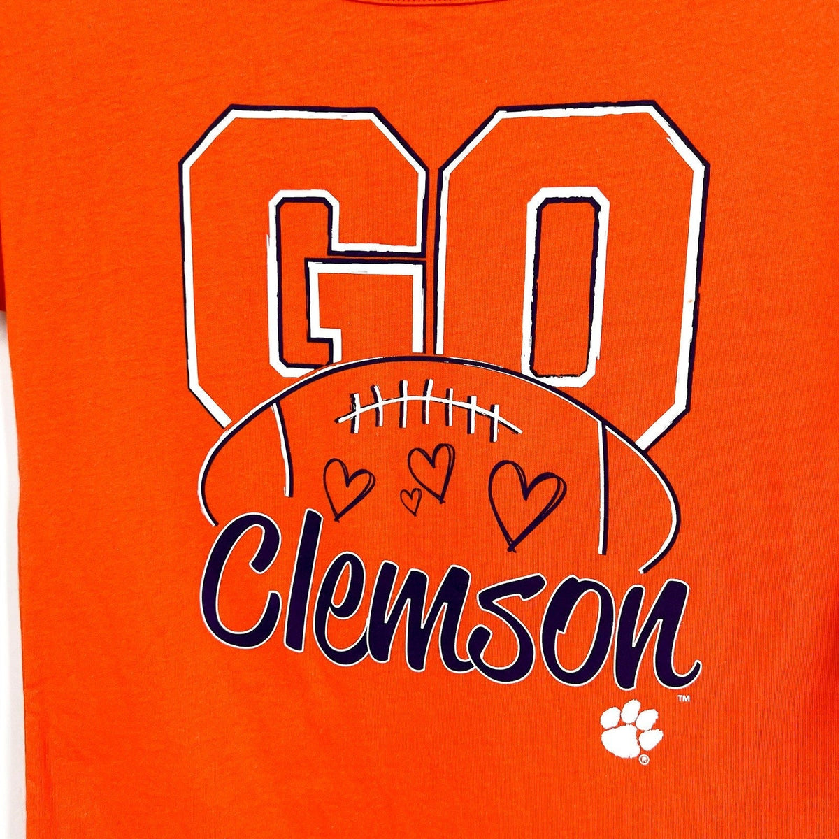 GEN 2 Girls Clemson University Go Heart Tee Large Orange Short Sleeve NWT