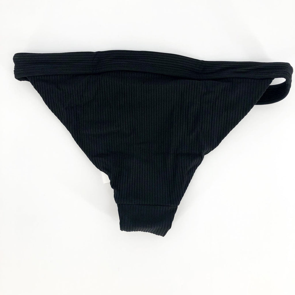 ANDIE SWIM Women's The Banded Cheeky Bikini Bottom Medium Black Ribbed NWT