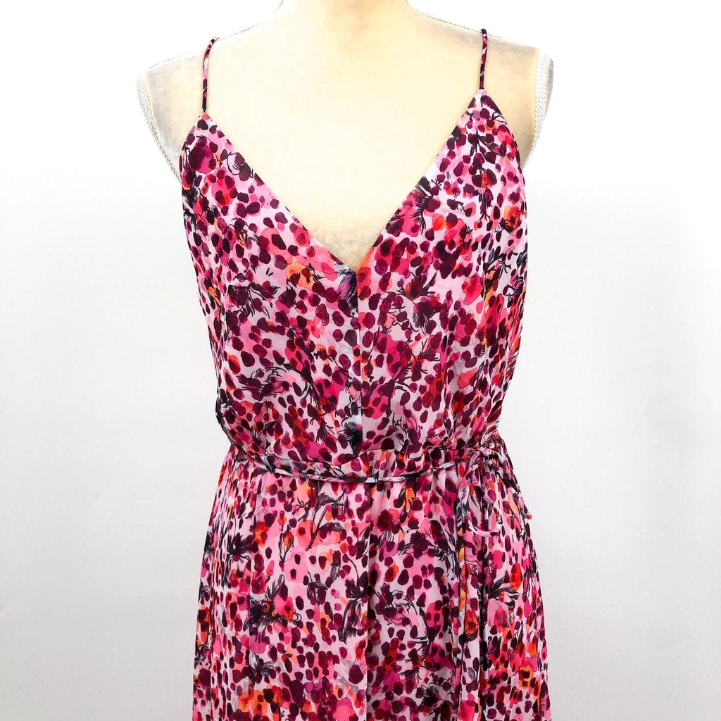 REISS Women's Pippa Floral Printed Midi Dress Size 12 Pink Sleeveless NWT