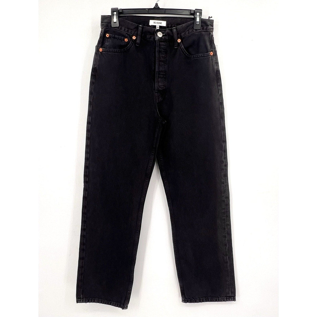RE/DONE Women's 90s Rigid Low Slung Jeans Size 26 Washed Black Cotton NWT