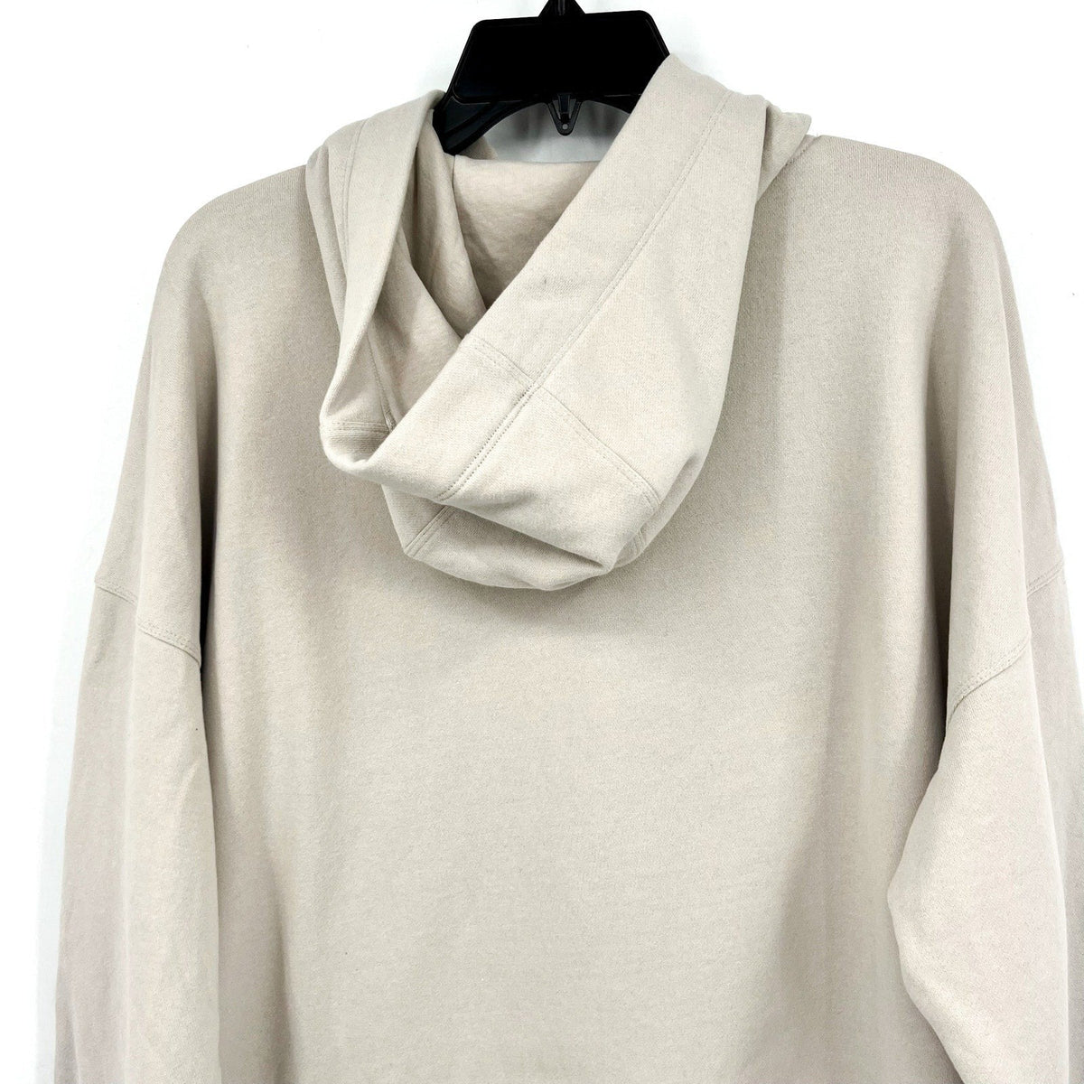 DKNY Women's Sequin Fleece Hoodie Large Taupe Tan Pullover Sweatshirt NWT