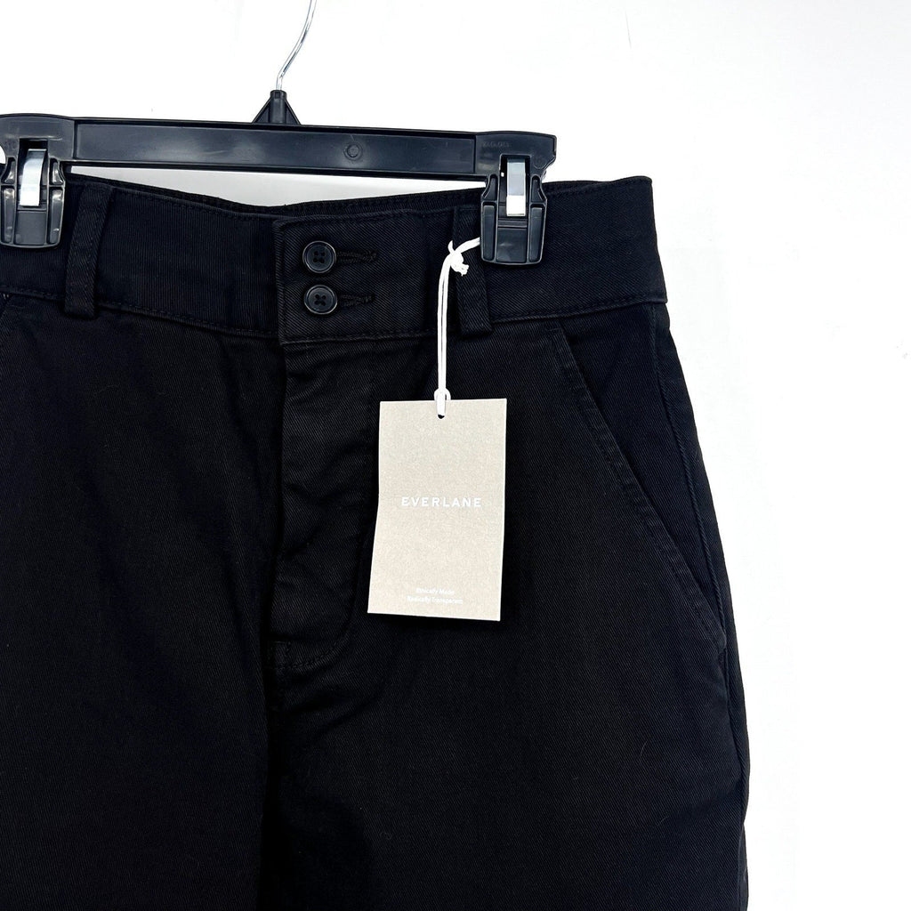EVERLANE Women's The Organic Straight-Leg Pants Size 2 Black Utility Pockets NWT