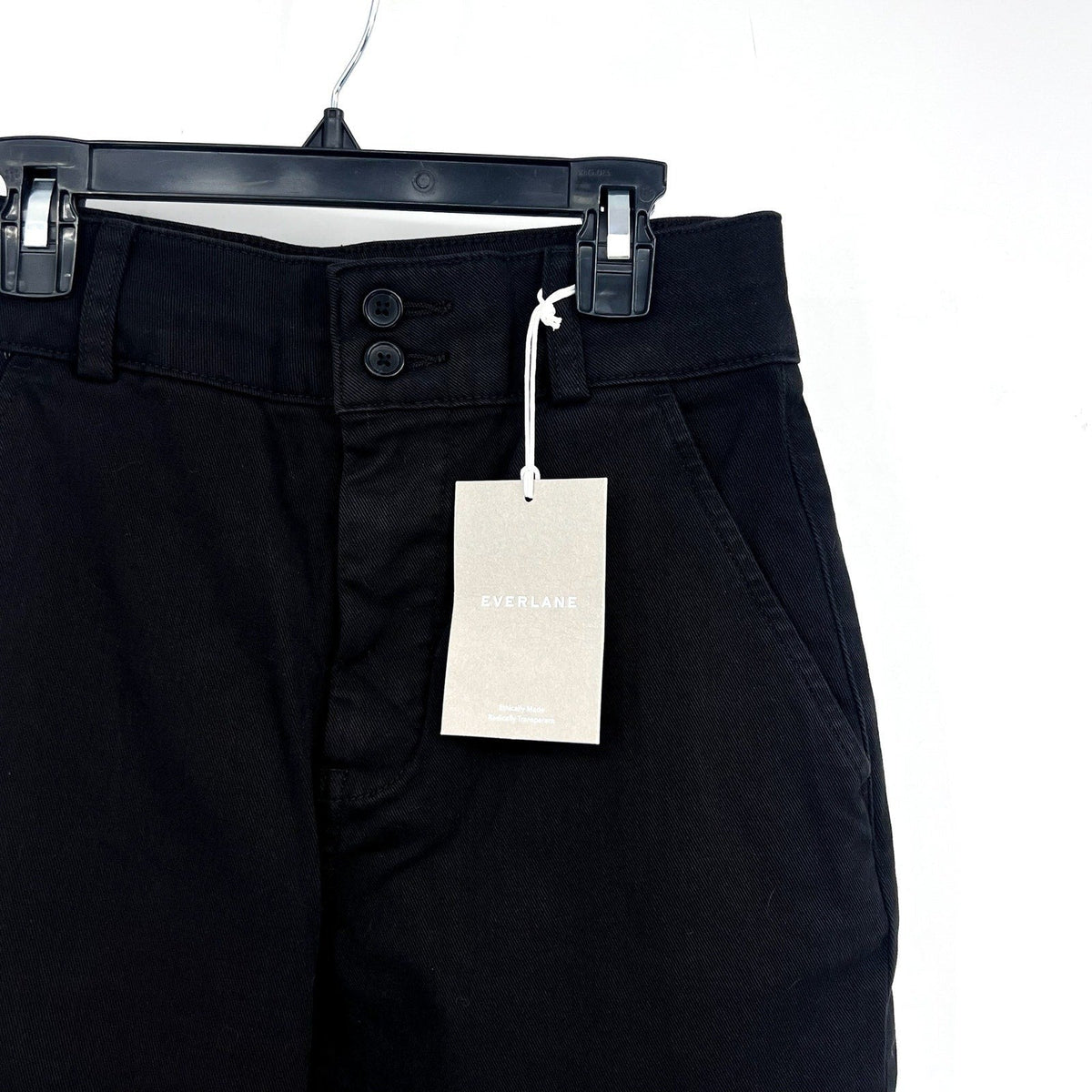 EVERLANE Women's The Organic Straight-Leg Pants Size 2 Black Utility Pockets NWT