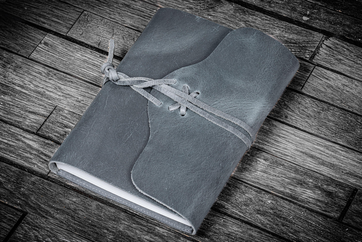 Refillable Leather Wrap Journal / Planner Cover - Crazy Horse Smoky