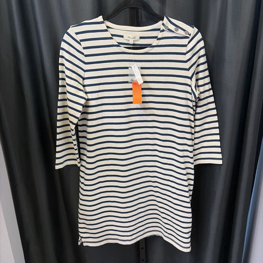 Madewell NWT Stripes 3/4 Slv DRESSES S