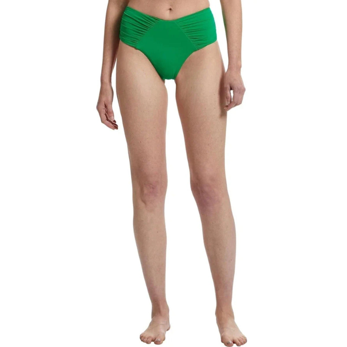 BECCA Color Code French Cut Bikini Bottom Small Emerald Green Shirred NWT