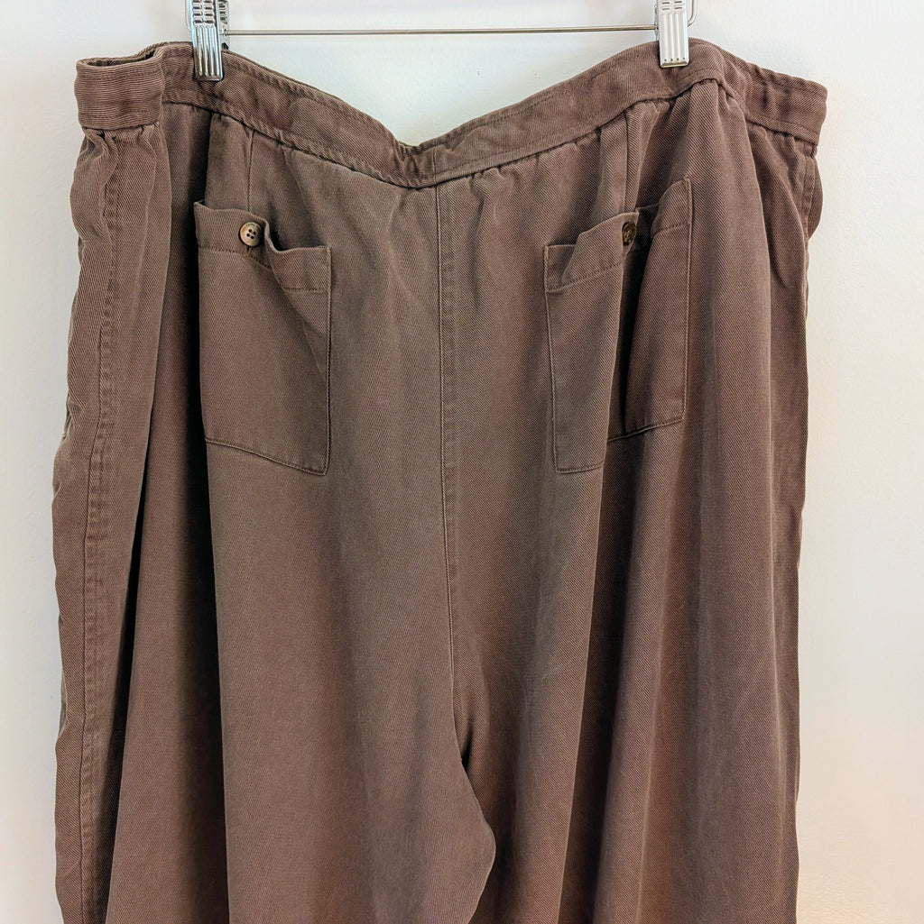 J Jill Tencel Brown Cargo Pants - 26W/4X