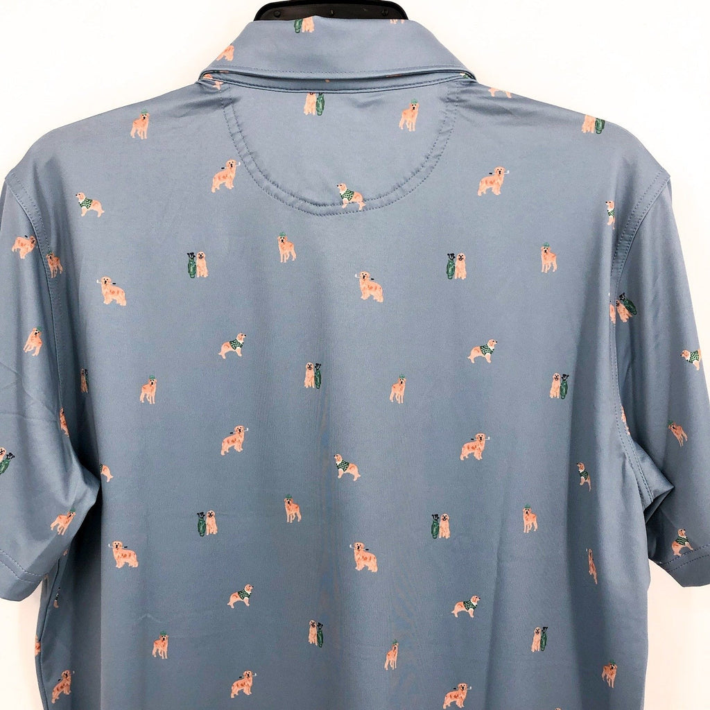 CHUBBIES Mens Performance Polo Small Light Blue Barkin' Up The Wrong Tree NWT