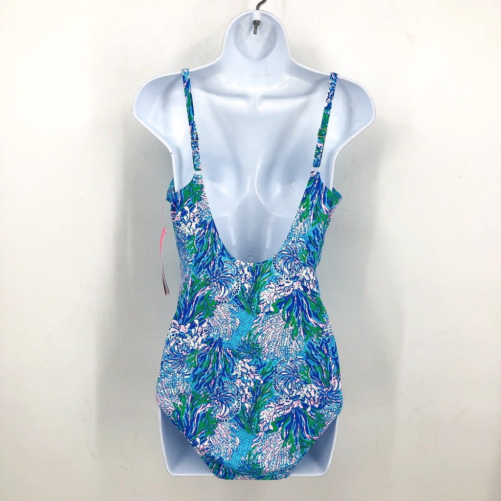 LILLY PULITZER Brin Scoopneck One-Piece Swimsuit Size 14 Blue Las Olas Aqua NWT