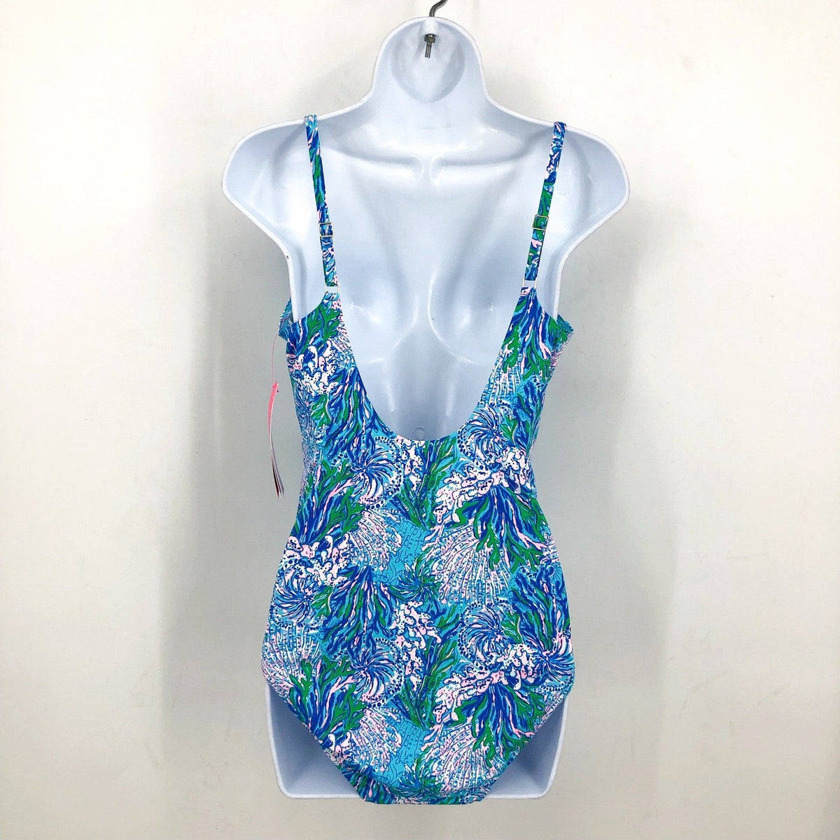 LILLY PULITZER Brin Scoopneck One-Piece Swimsuit Size 14 Blue Las Olas Aqua NWT