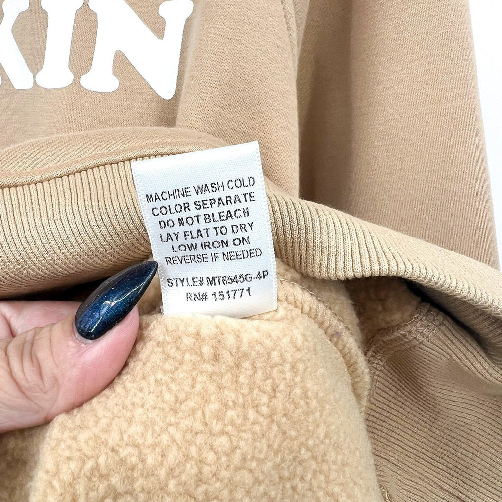 GILLI Womens Pumpkin Spice Keeps Me Nice Crew Sweatshirt Medium Petite Tan NWOT