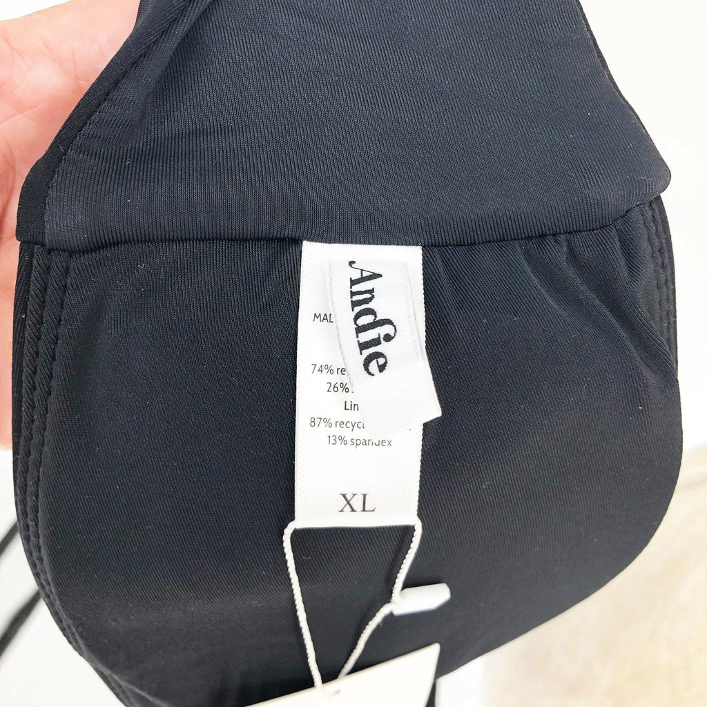 ANDIE SWIM The Scala Bikini Top XL Black Bandeau Strapless V-Bar Bust NWT