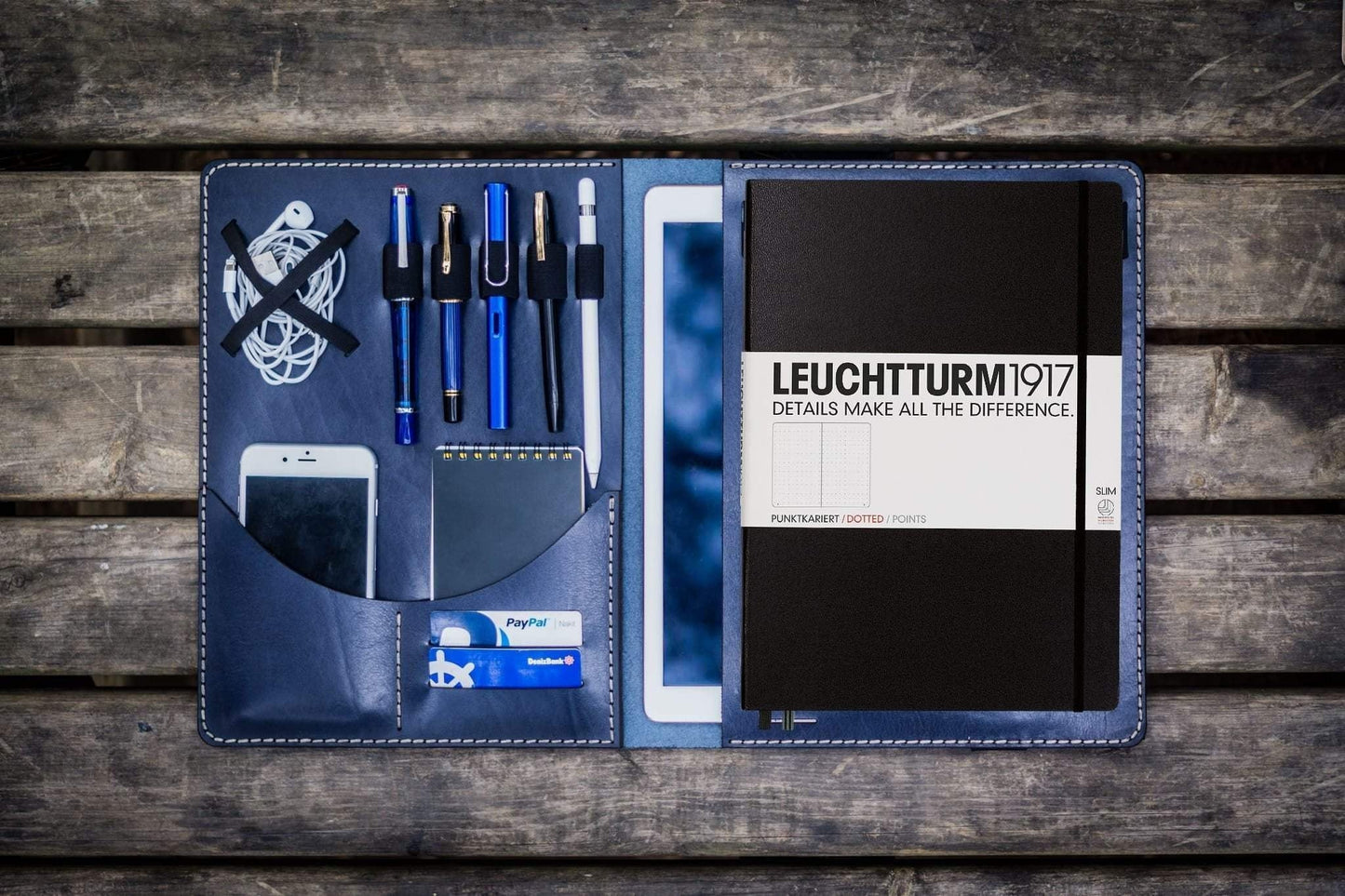 Leuchtturm1917 A4 - A4+ Leather Cover Portfolio - Navy Blue