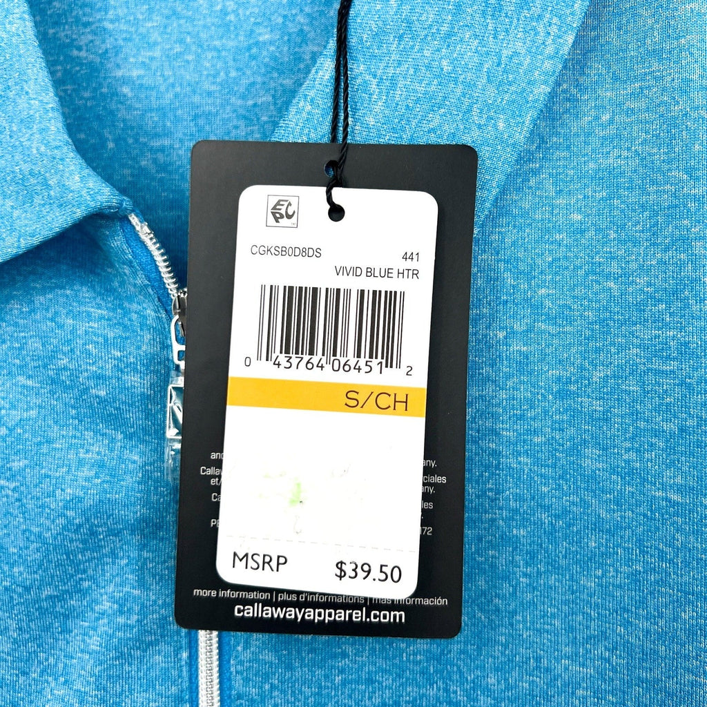 CALLAWAY Womens Polo Shirt Small Vivid Blue Heather 1/4 Zip Sleeveless NWT