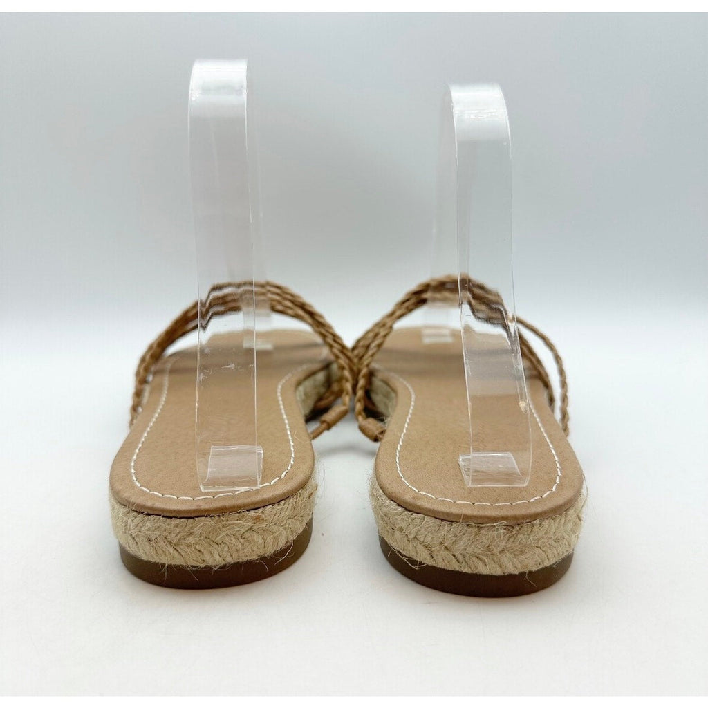 Madewell Women's Kathryn Espadrille Slide Sandal US 8.5 Brown Leather MD777 NWOB